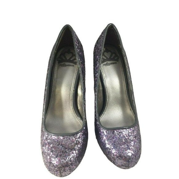 Fergalicious Womens High Heel Pumps Size 6M Silver/Multi-Color Sparkle Glitter - Picture 1 of 10